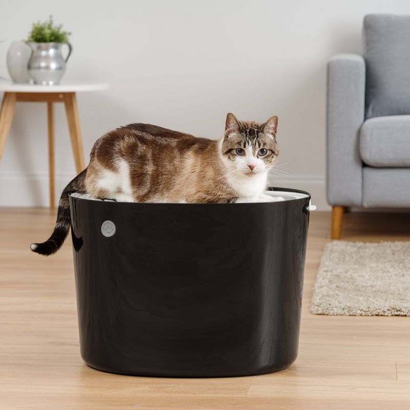 IRIS Top Entry Cat Litter Box with Cat Litter Scoop - Black & Gray