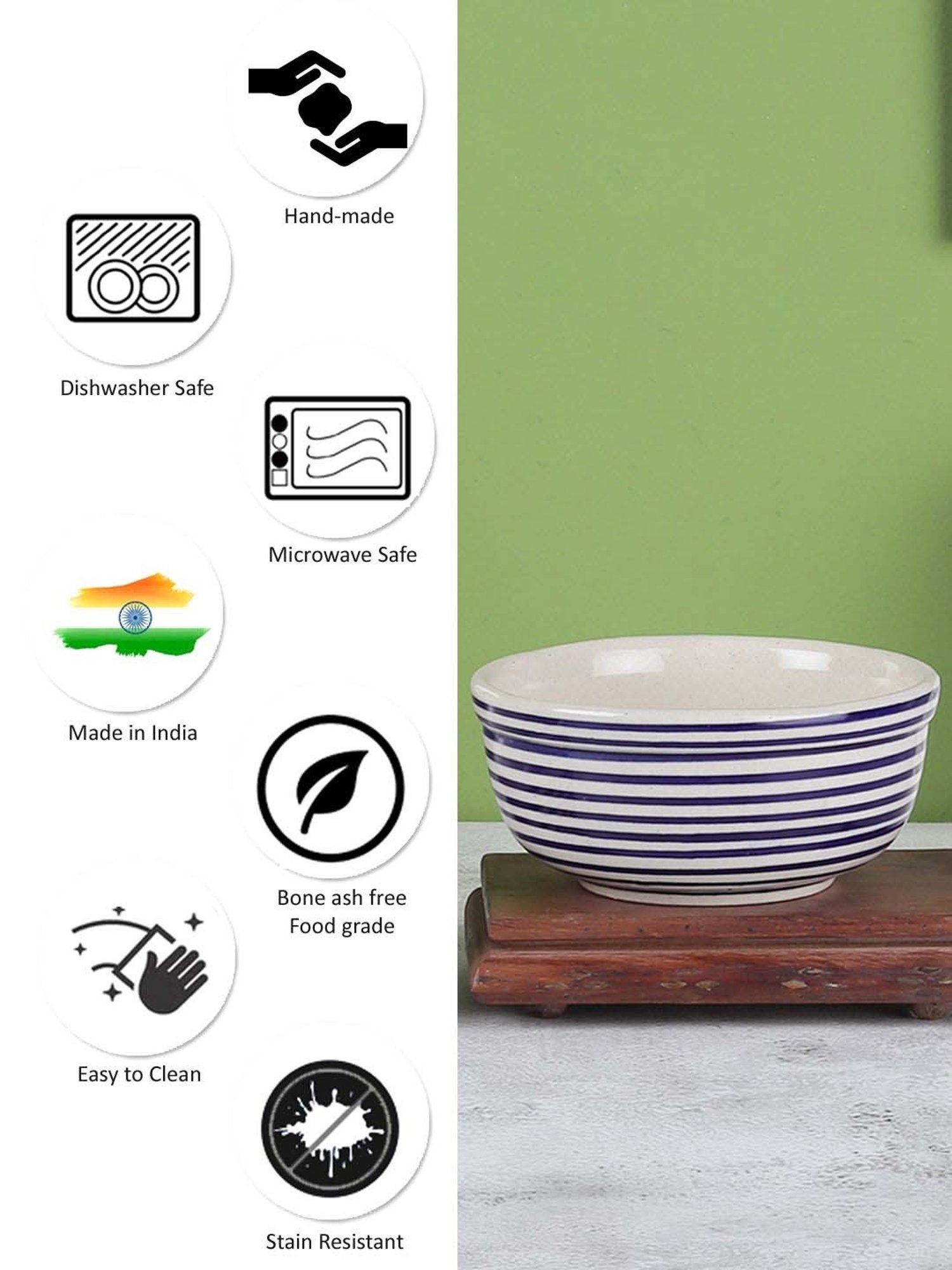 VarEesha Parikrama Blue & White Ceramic Serving Bowl - St of 3