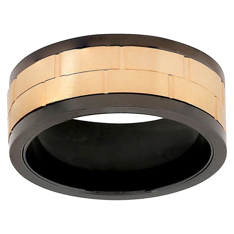 Men's West Coast Jewelry Goldtone Two-Tone Stainless Steel Dual Spinner Ring (9)