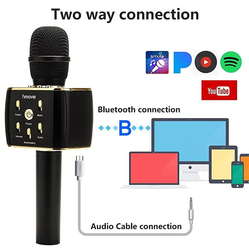 Dual Sing Duet Version Wireless Bluetooth Karaoke Microphone Portable Handheld Karaoke Speaker Machine Christmas Birthday Home Party for AndroidiPhonePC or All Smartphone