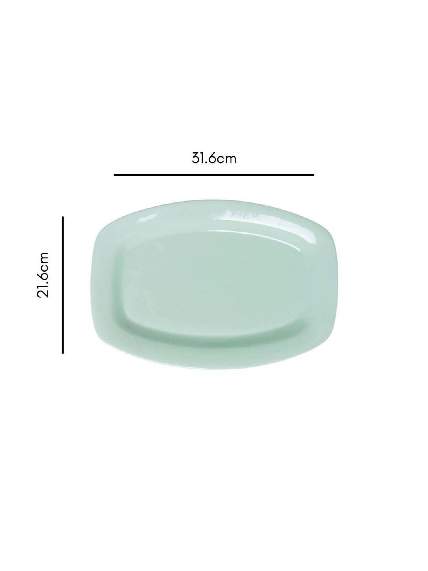 Nestasia Mint Color Premium Ceramic Food Tray for Serving, Rectangular Shaped, Lead-Free