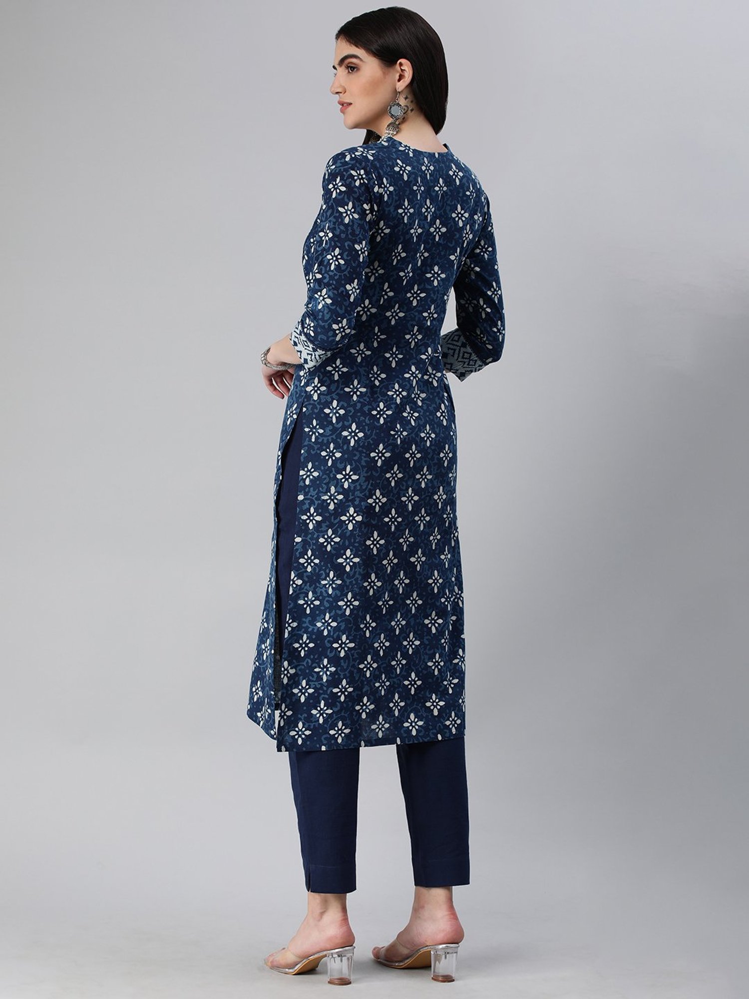 Kami Kubi Blue Printed Straight Kurta