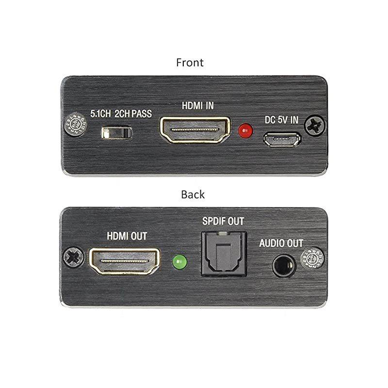 HDMI to HDMI + Optical Toslink + 35mm AUX Stereo Audio Output Converte Premium HDMI Digital amp Analog Audio Extractor Splitter Adapter Support 1080P60Hz 3D 4K30Hz