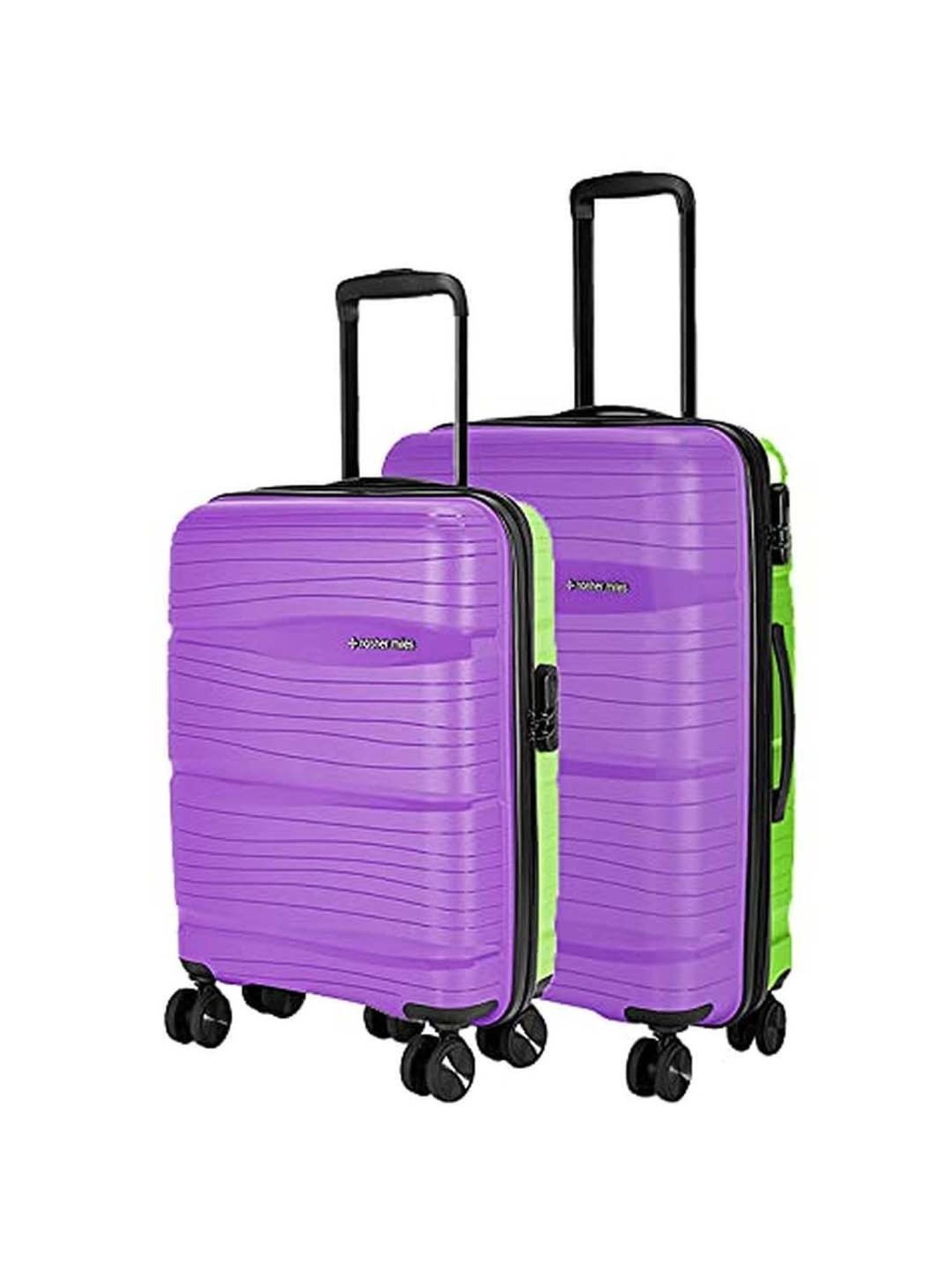 Nasher Miles Nicobar Hard-Sided Polypropylene Set of 2 Purple and Green Trolley Bags (55 & 65 cm)