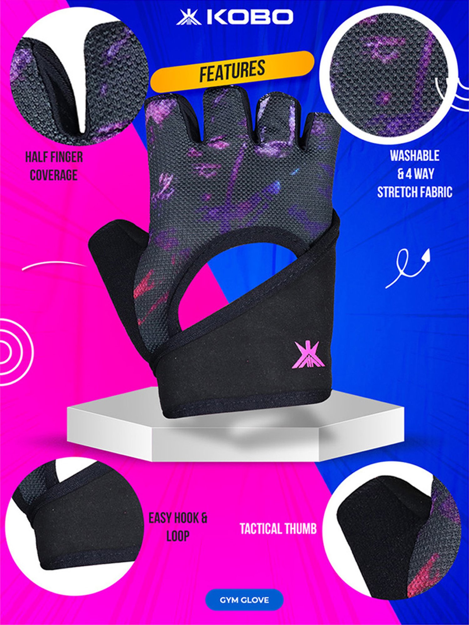 Kobo Weight Lifting Gym Gloves (Grey) Size - S