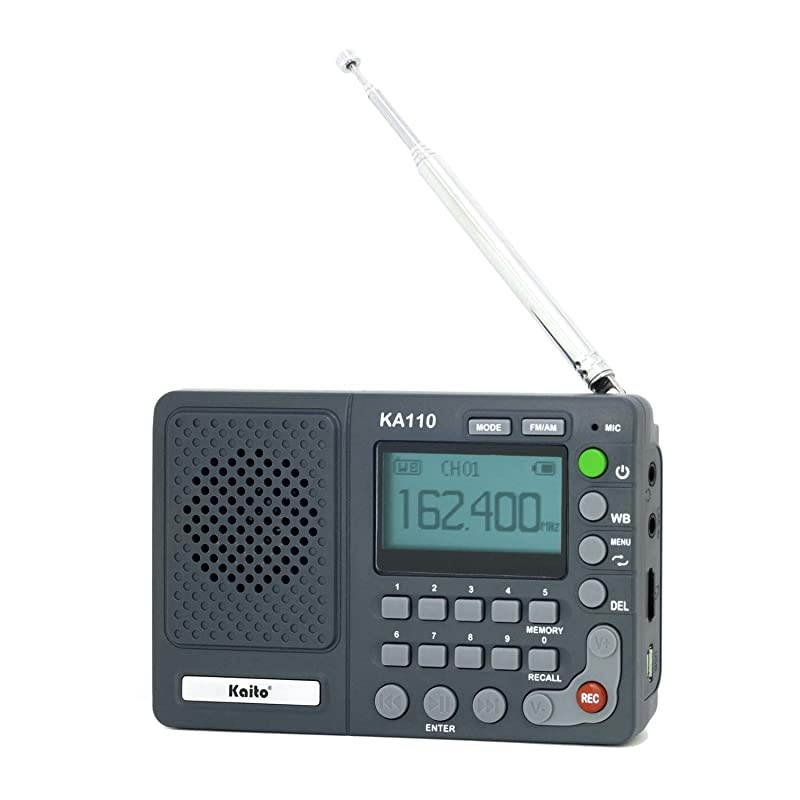KA110 Compact Digital AMFM NOAA Weather Radio and MP3 Player with MicroSD Card Reader