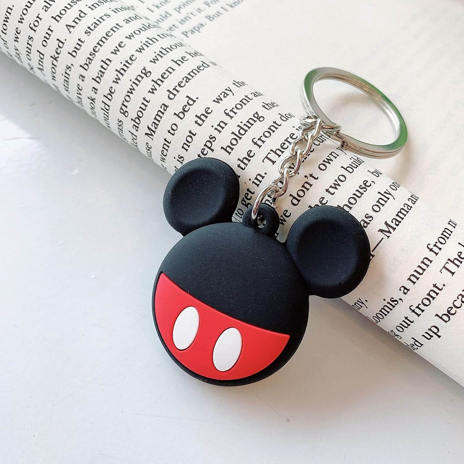 iFiLOVE Compatible with AirTag Finder Case (2021), Girls Kids Boys Women Cute Cartoon Dots Mickey Mickey Mouse Protective Case Cover with Keychain for AirTag 2021 (No.4)