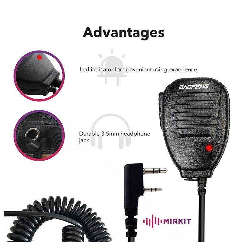 Baofeng Handheld Speaker Microphone for FRS 2 Way Radio, Remote Shoulder Mic, Compatible with Long Range Walkie Talkie, Reinforced Cable, Noise Reduction, Spring Clip,  Edition USA Warranty