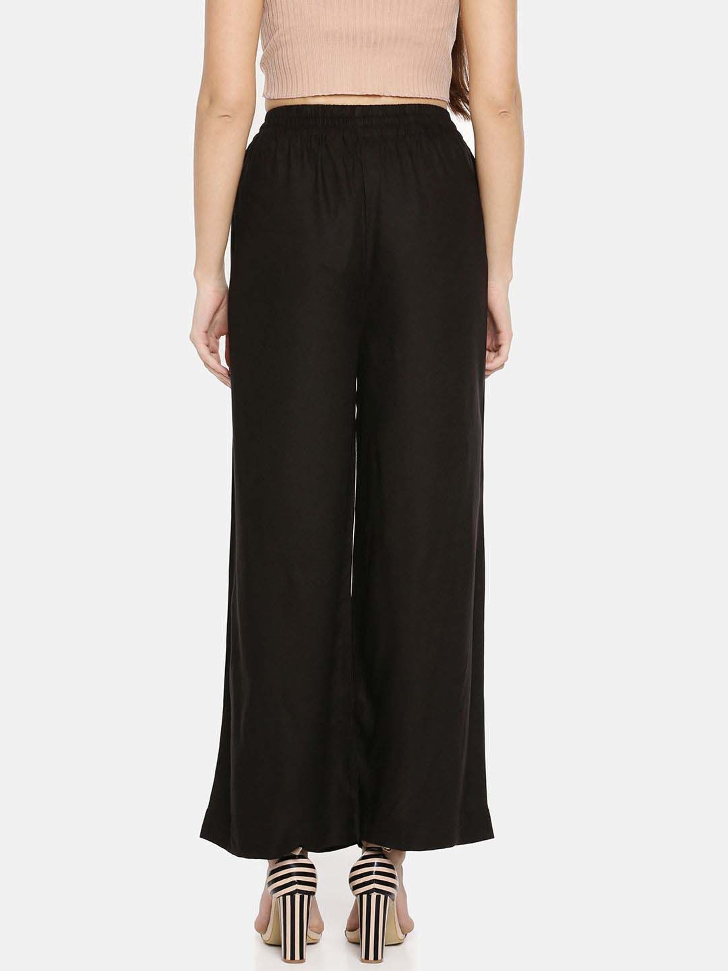 TWIN BIRDS Black & Grey Mid Rise Palazzos - Pack Of 2