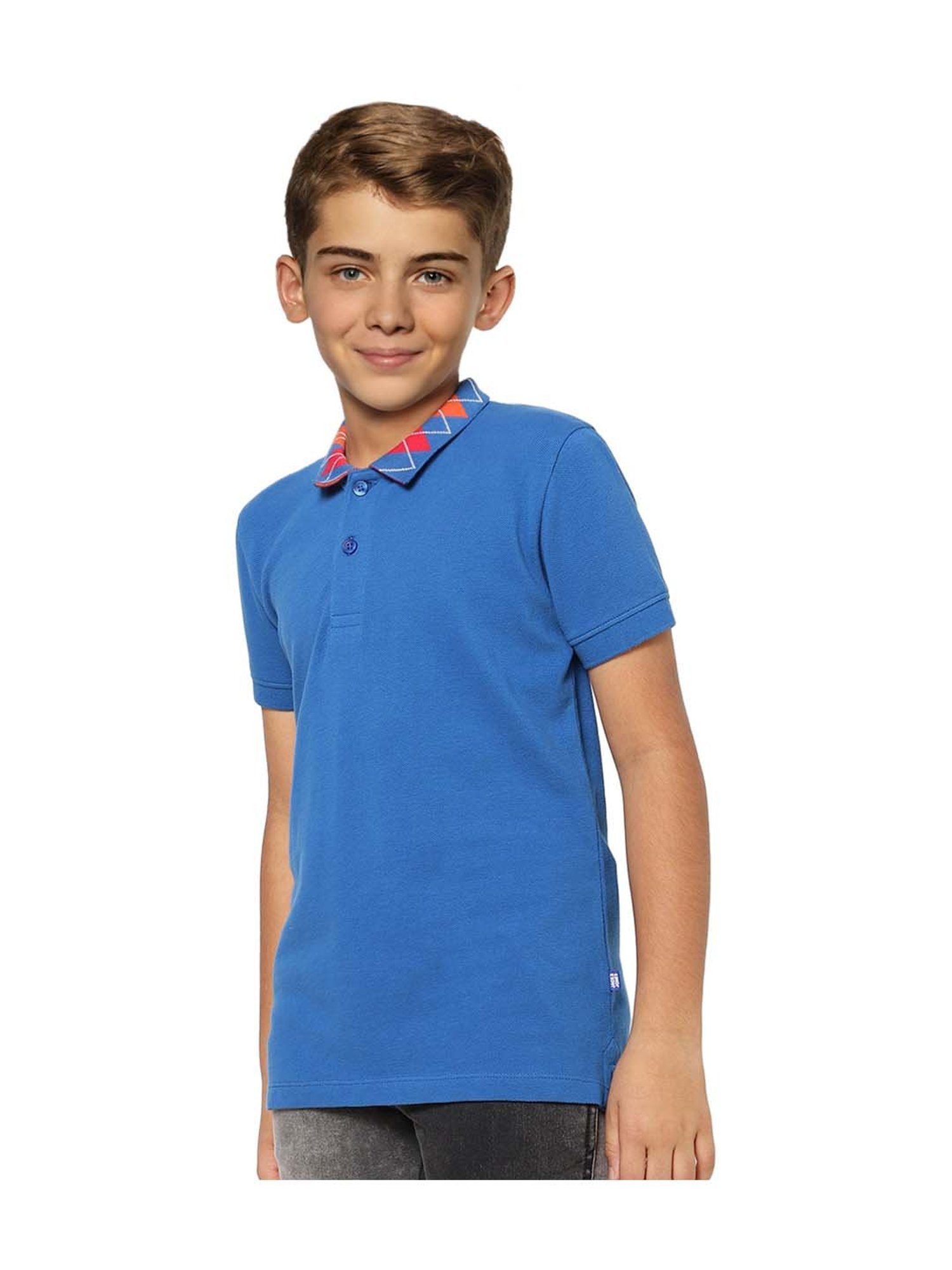 Jack & Jones Junior Boys Boys Blue Cotton Regular Polo T-Shirt