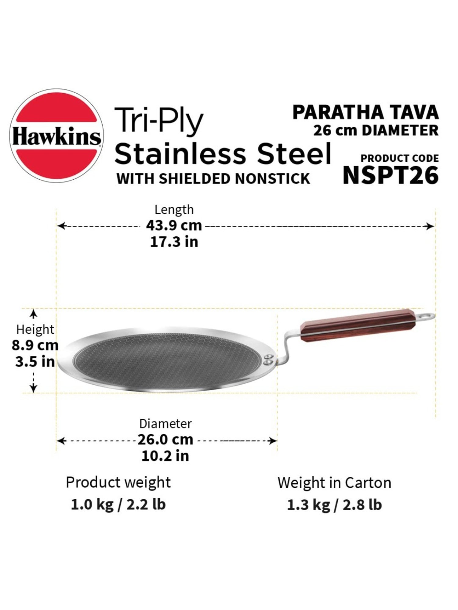 Nirlon Pure Grade Virgin Aluminium Non-stick Induction Base Flat Tawa - 26 cm Diameter