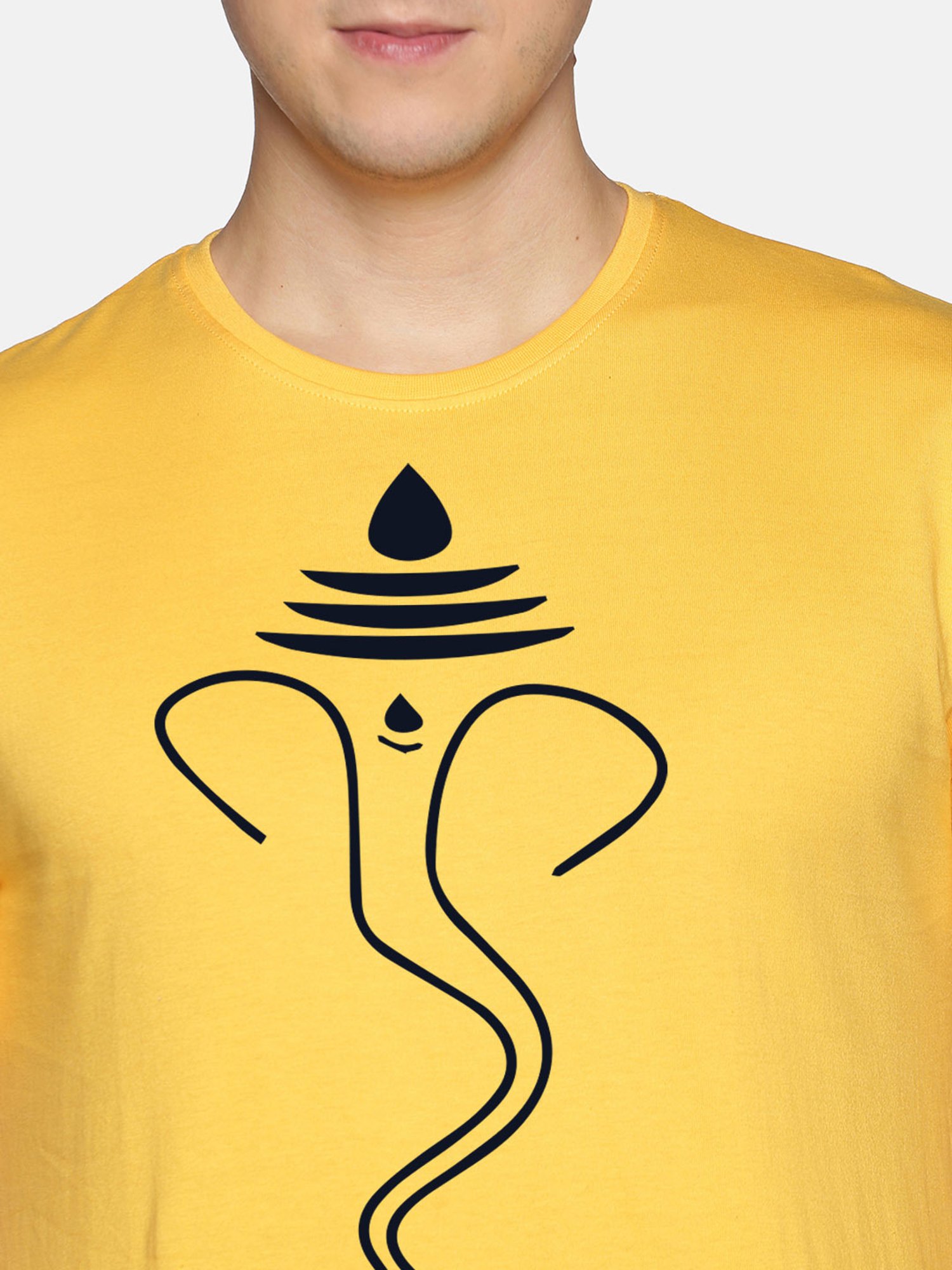 BLACK RADIO Yellow Slim Fit Printed Cotton Crew T-Shirt