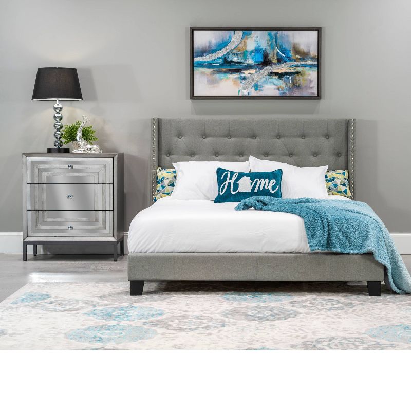Full Upholstered Bed Gray - Home Source