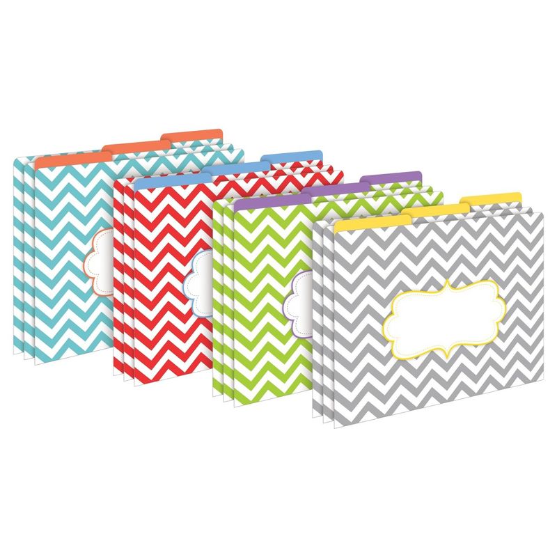 Barker Creek 12 Letter-Size File Folders & 30 Adhesive Pockets Set - Chevron Beautiful