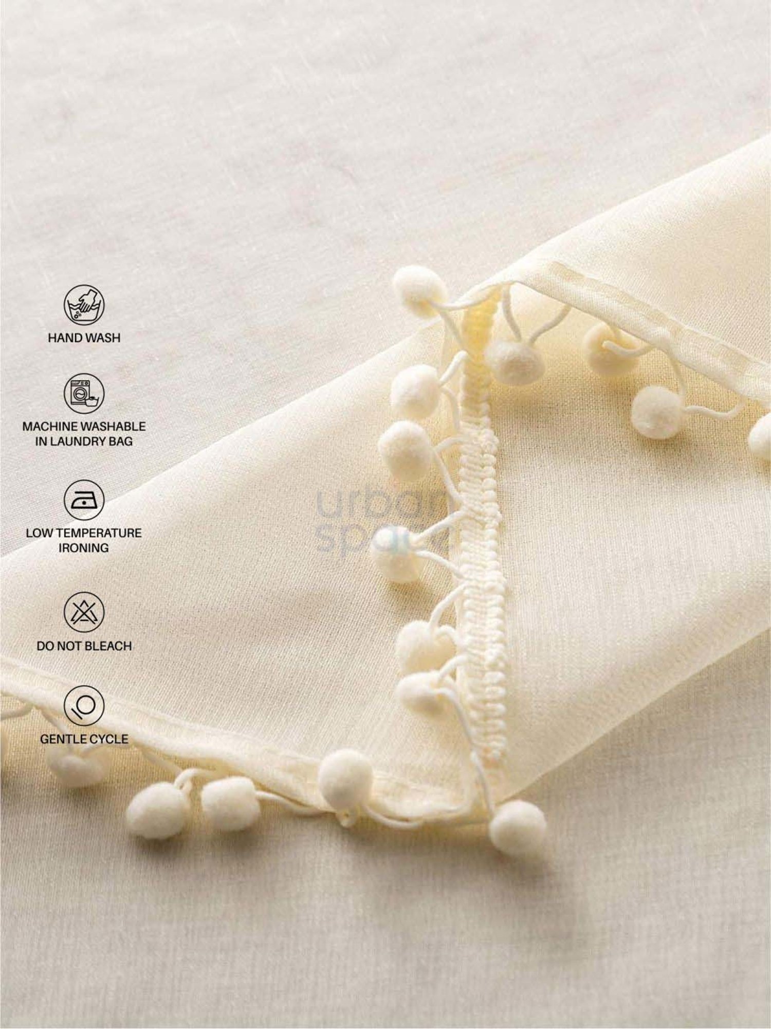Urban Space Cream Polyester Door Curtain With Tieback & Eyelet - Set of 2