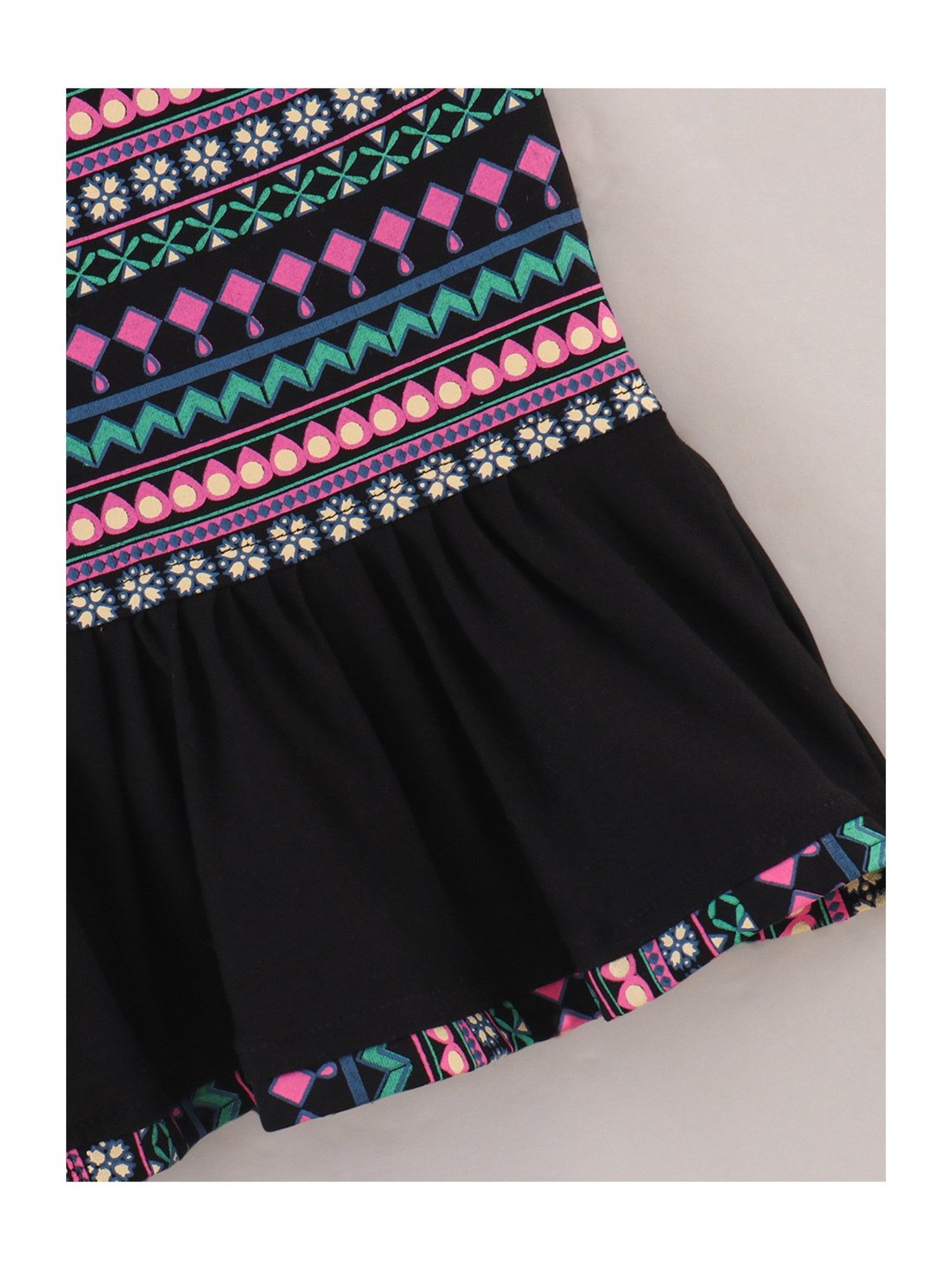 TWISHA Kids Black & Sea Green Printed Top with Dhoti