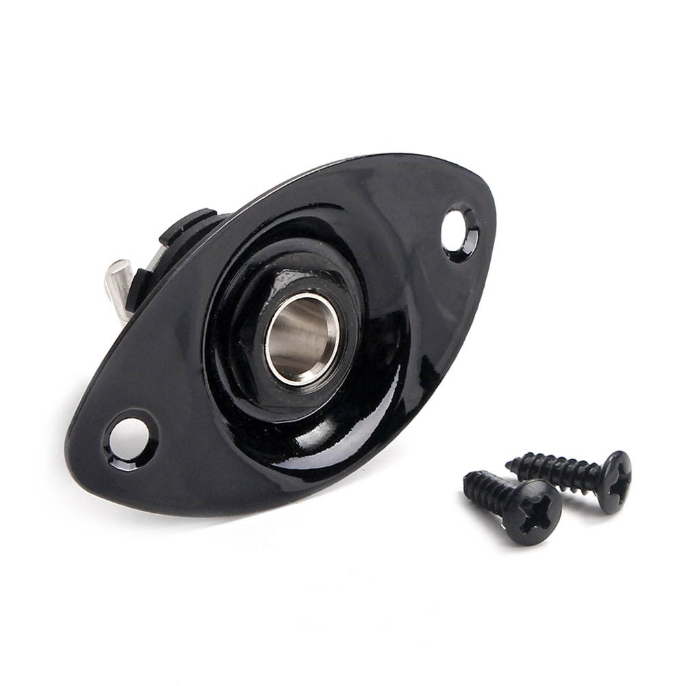 Indented 1/4 Inch Oval Guitar Pickup Output Input Jack Plug Socket 6.35mm With 2 Mounting Screws for Electric Guitar Bass (Golden)