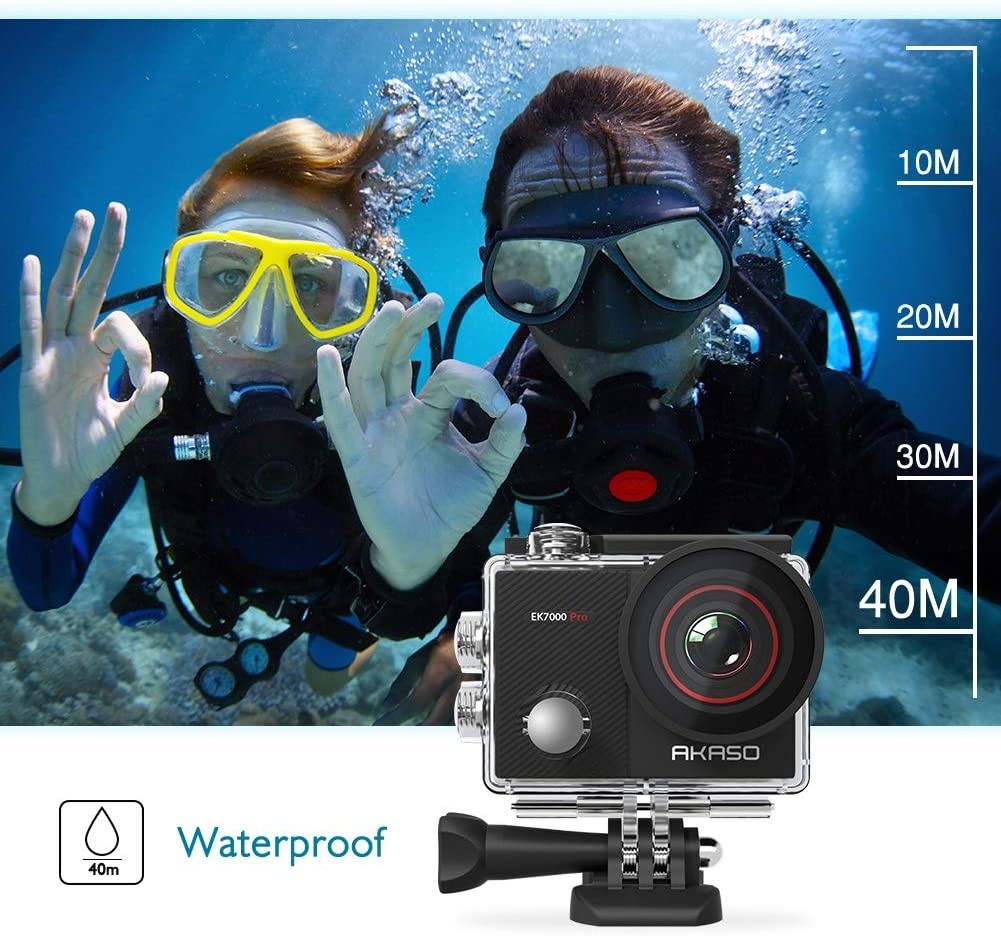 AKASO EK7000 Pro 4K Action Camera with Touch Screen EIS Adjustable View Angle Web Camera 40m Waterproof Camera Remote Control Sports Camera with Helmet Accessories Kit