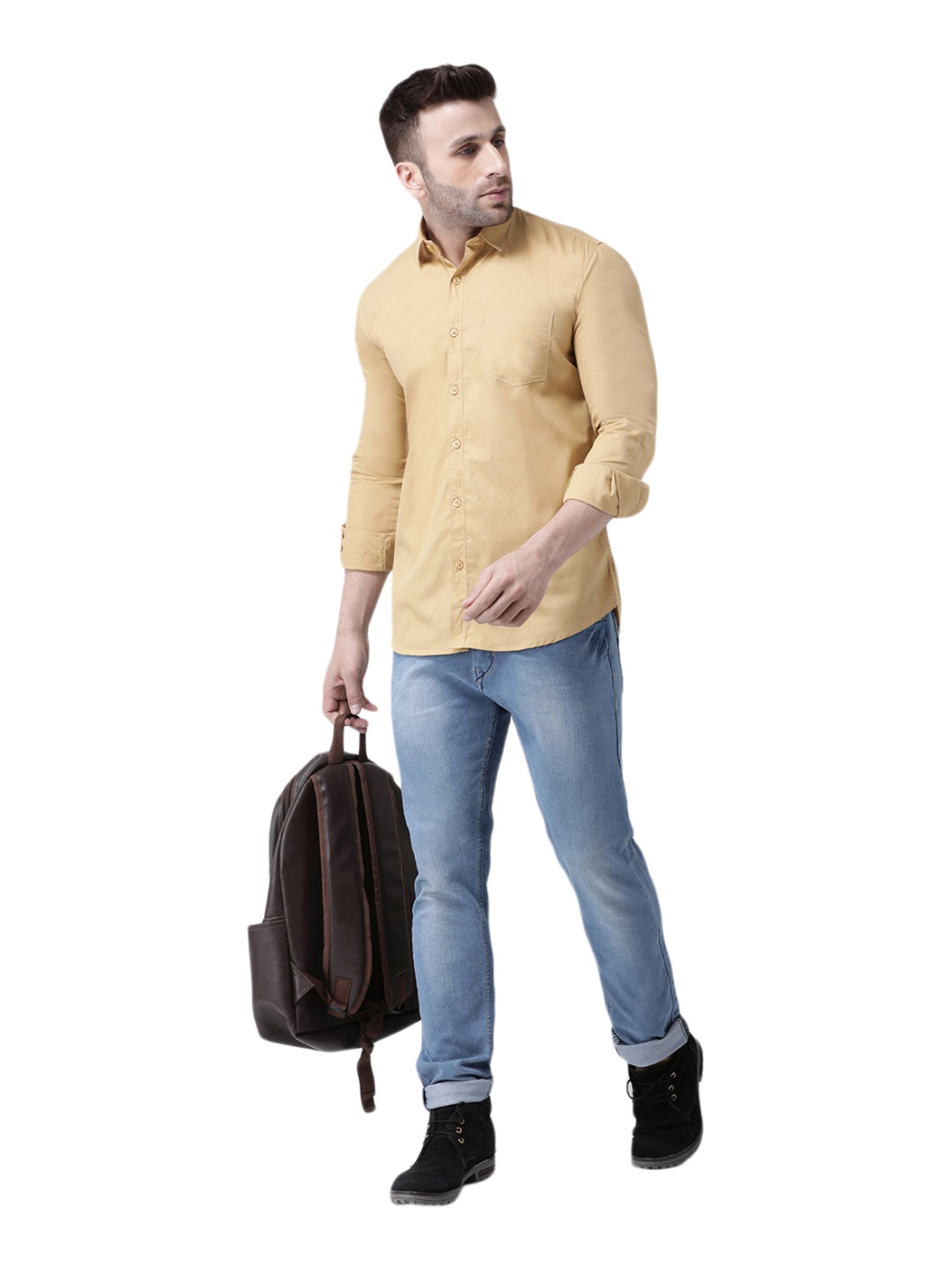 Hang Up Khaki Cotton Slim Fit Shirt