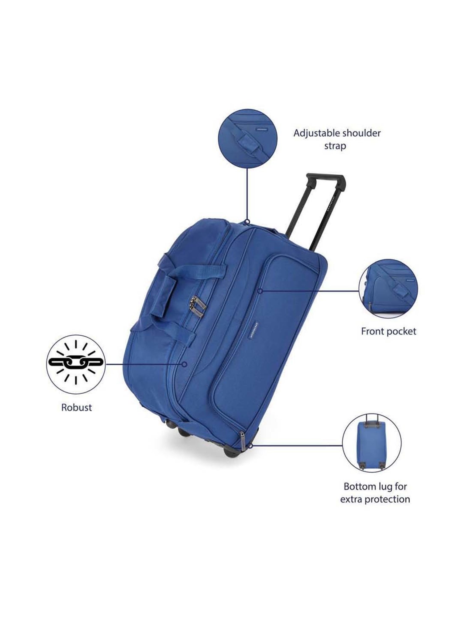 Aristocrat Blue Medium Soft Duffle Trolley - 63.5 cm