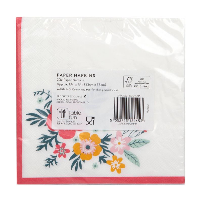 13" 20pk Eco Party Printed Floral Disposable Napkins