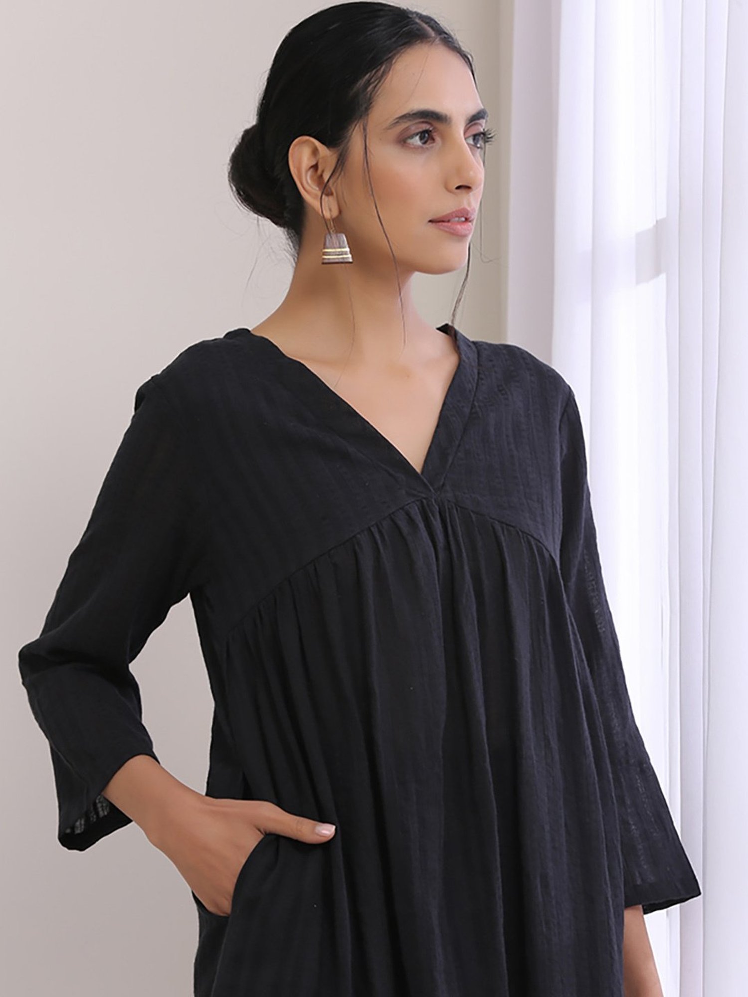 true Browns Black Cotton Kurta Pant Set