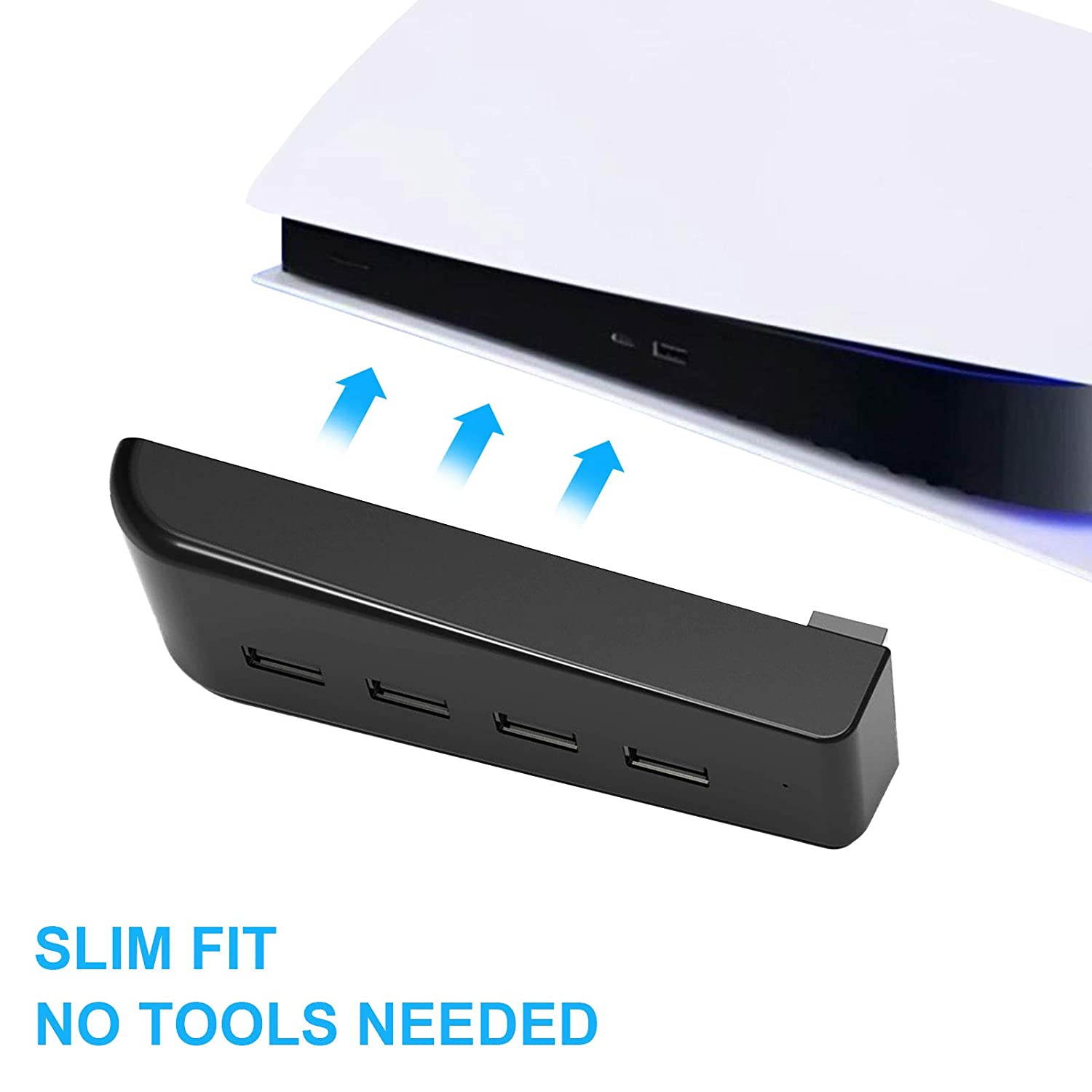 ROME CARE  4 Port Hub for PS5 Console, USB 3.0/2.0 High-Speed Expansion Hub Charger Controller Adapter Connector Compatible with Playstation 5 Gaming Console,Expands Game Console Ports, Black