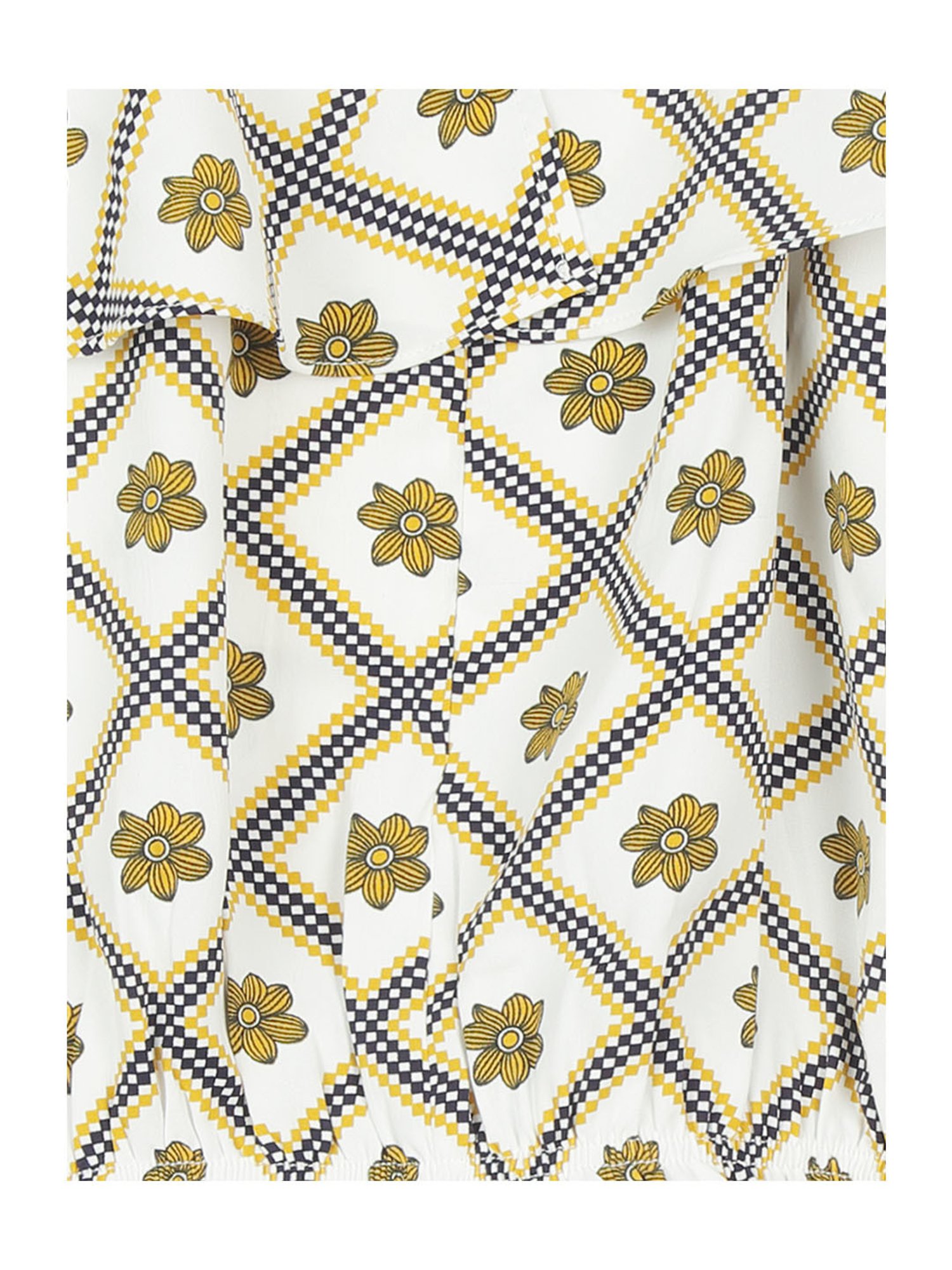 Tiny Girl White Floral Printed Poncho Style Top