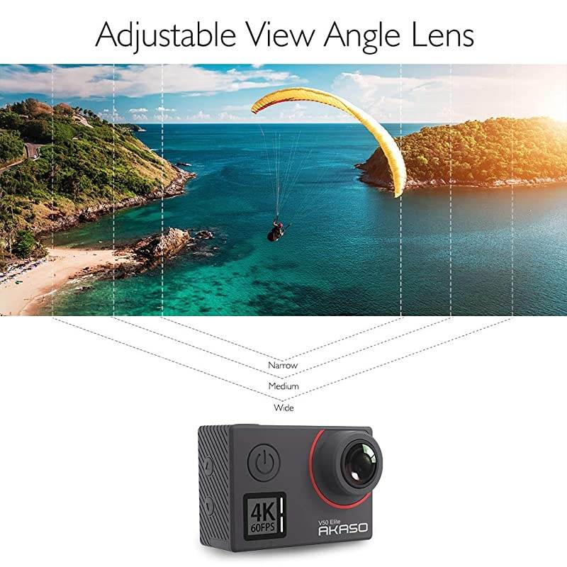 V50 Elite 4K60fps Touch Screen WiFi Action Camera Voice Control EIS Web Camera 131 feet Waterproof Camera Adjustable View Angle 8X Zoom Remote Control Sports Camera with Helmet Accessories Kit
