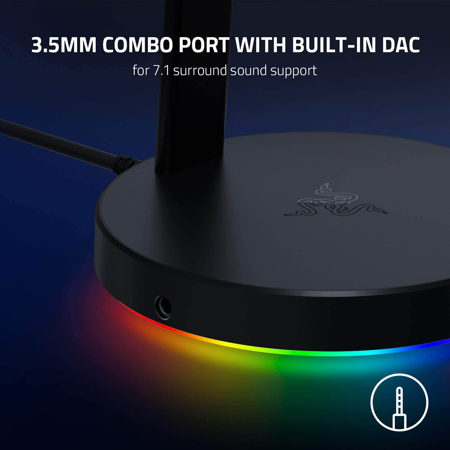 Razer Base Station V2 Chroma: Chroma RGB Lighting - Non-Slip Rubber Base - Designed for Gaming Headsets - Classic Black (RC21-01510100-R3U1)