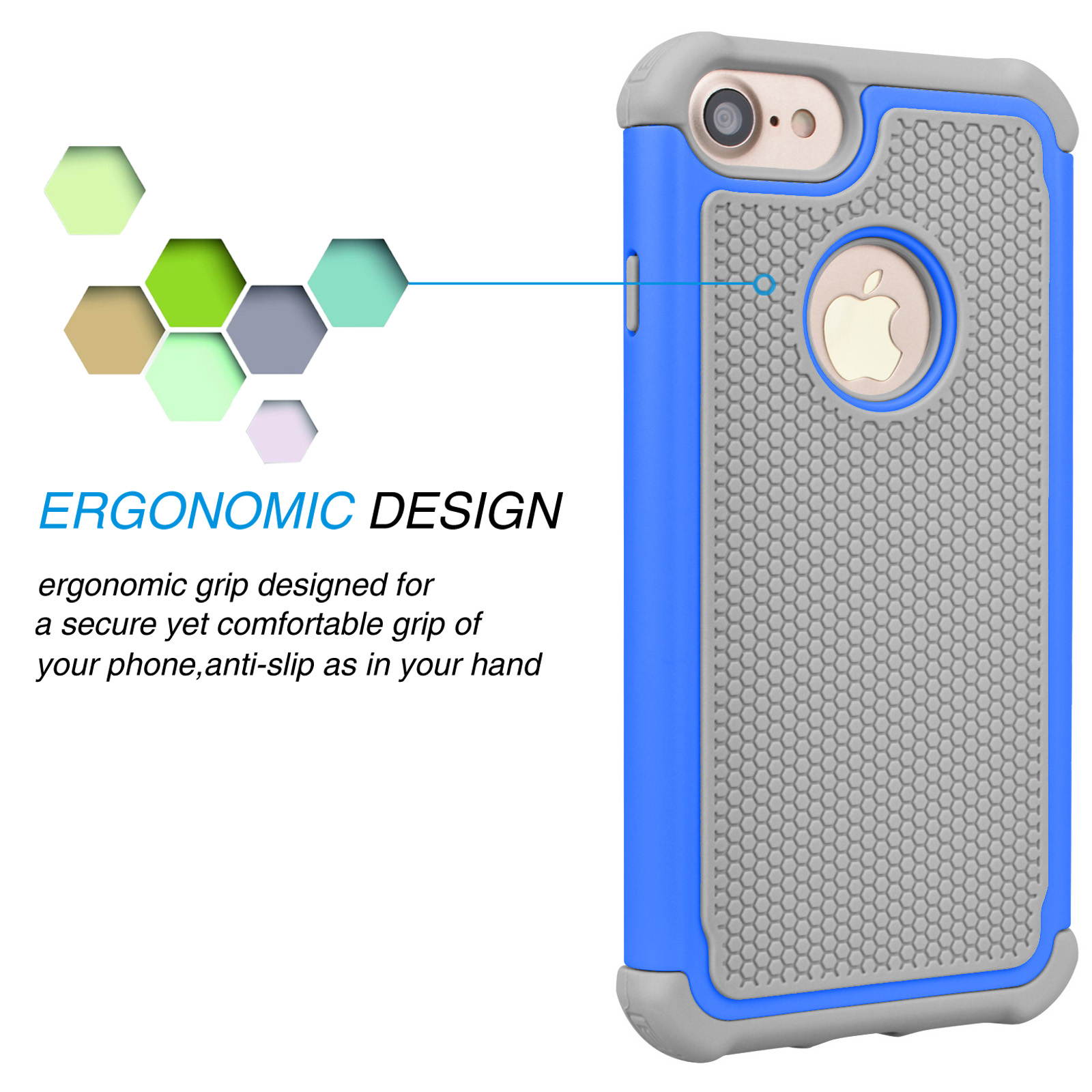 Tekcoo for iPhone 8 Case/iPhone 7 Cute Case, [Tmajor] Shock Absorbing Cases [Blue] Hybrid Bumper Sturdy Defender Rugged Cases Cover Plastic Outer & Rubber Silicone Inner