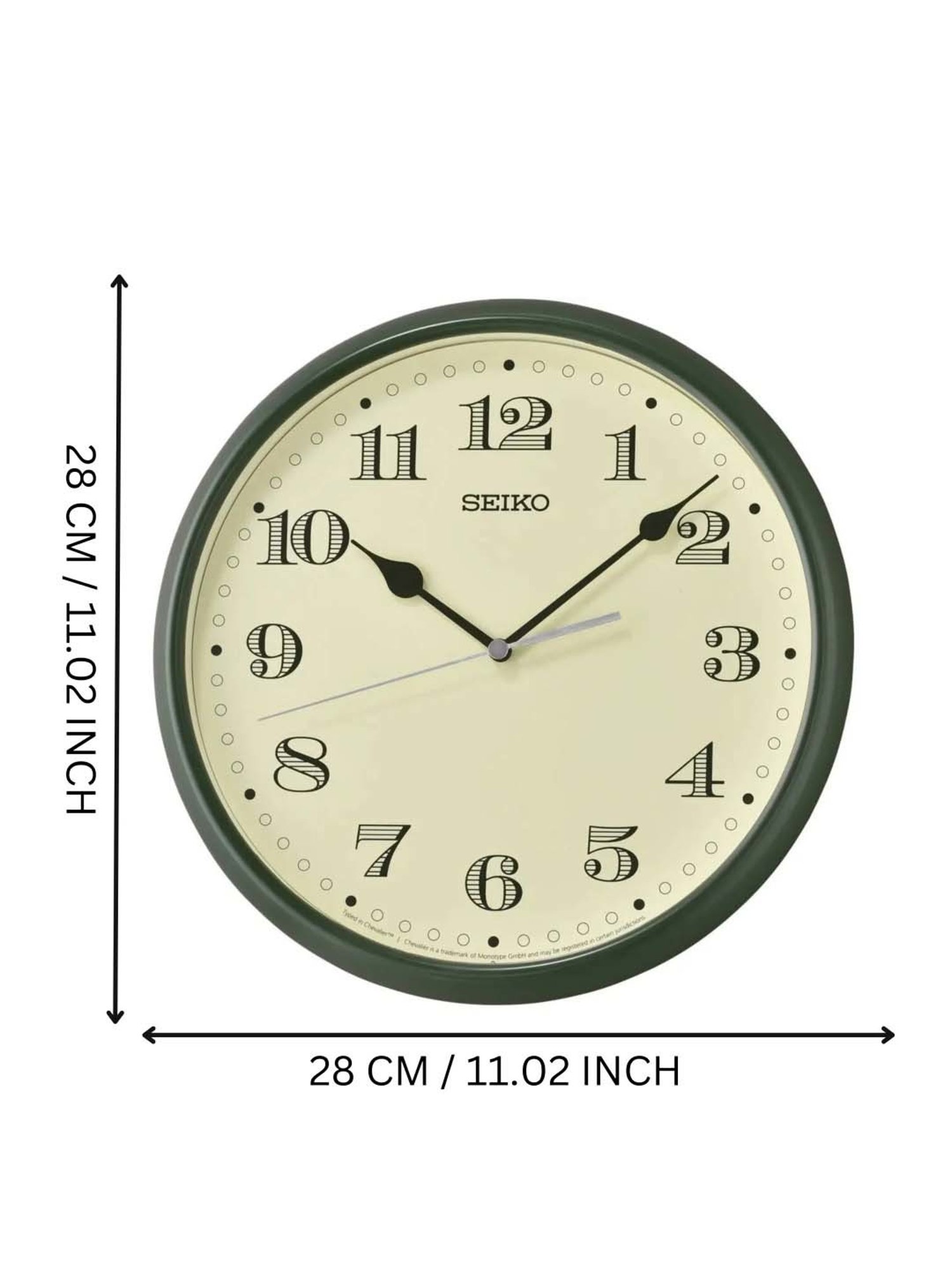 Seiko Green Plastic Classic Round Analog English Numbers Wall Clock