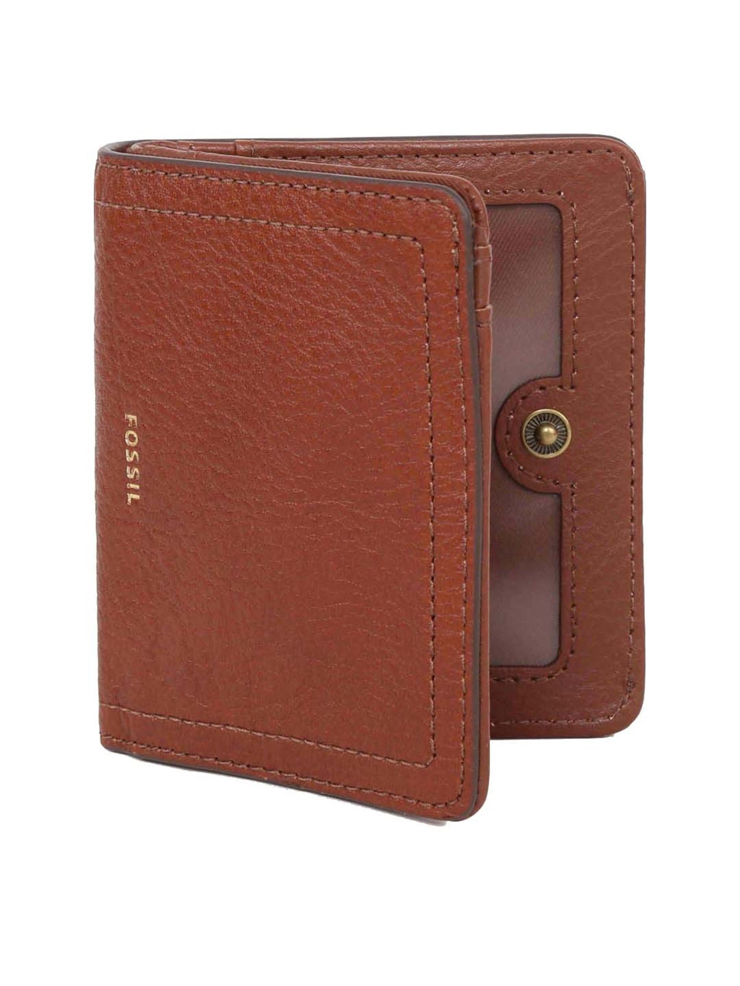 Fossil Logan Brown Solid Bi-Fold Wallet for Women
