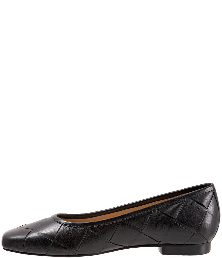 Trotters Hanny Woven Square Toe Leather Ballet Flats