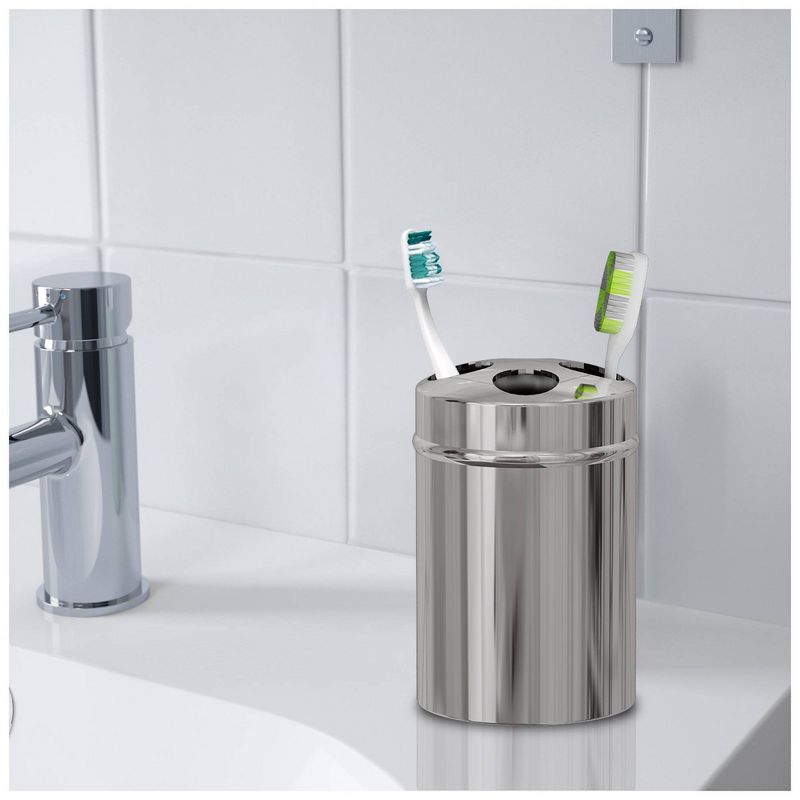 8pc Gloss Bath Accessory Set for Vanity Counter Tops Silver - Nu Steel