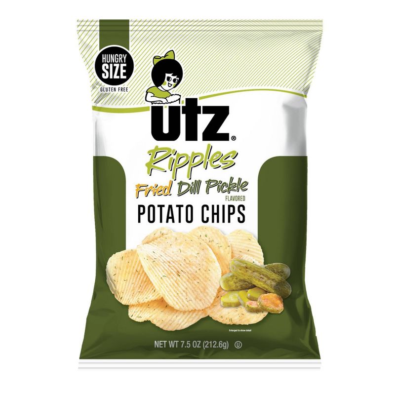 Utz Ripples Fried Dill Pickle Flavored Potato Chips - 7.5oz