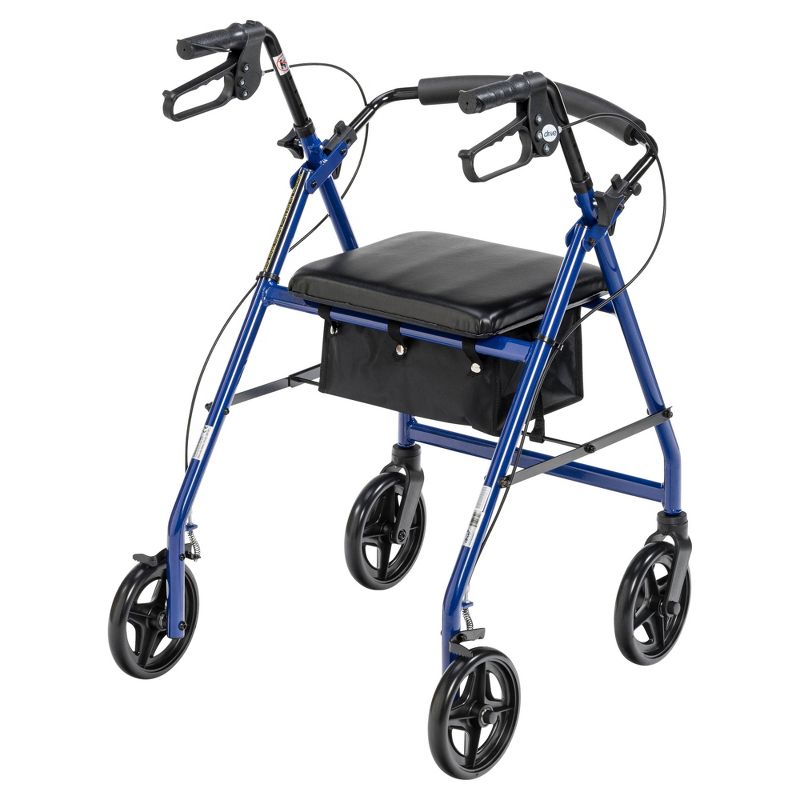 Drive Medical Aluminum Rollator with Fold Up and Removable Back Support and Padded Seat, Blue