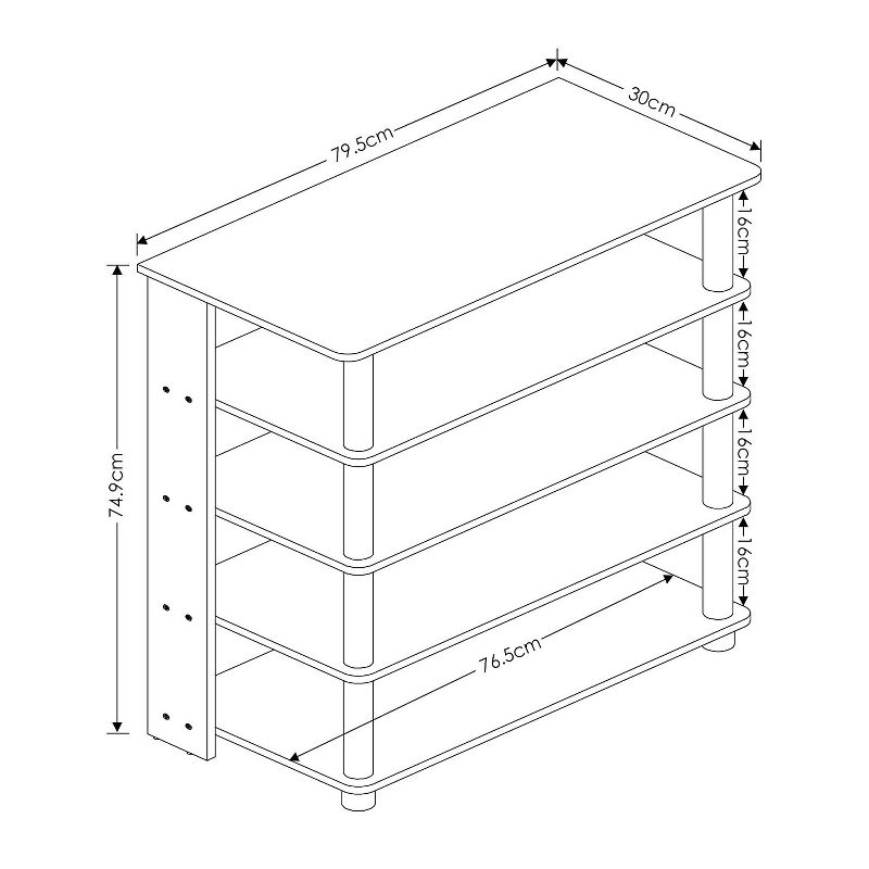 Furinno Turn-N-Tube 5 Tier Wide Wooden Shoe Rack Shelf Closet Organizer for Home Entryways, Living Rooms, and Mud Rooms, French Oak Grey