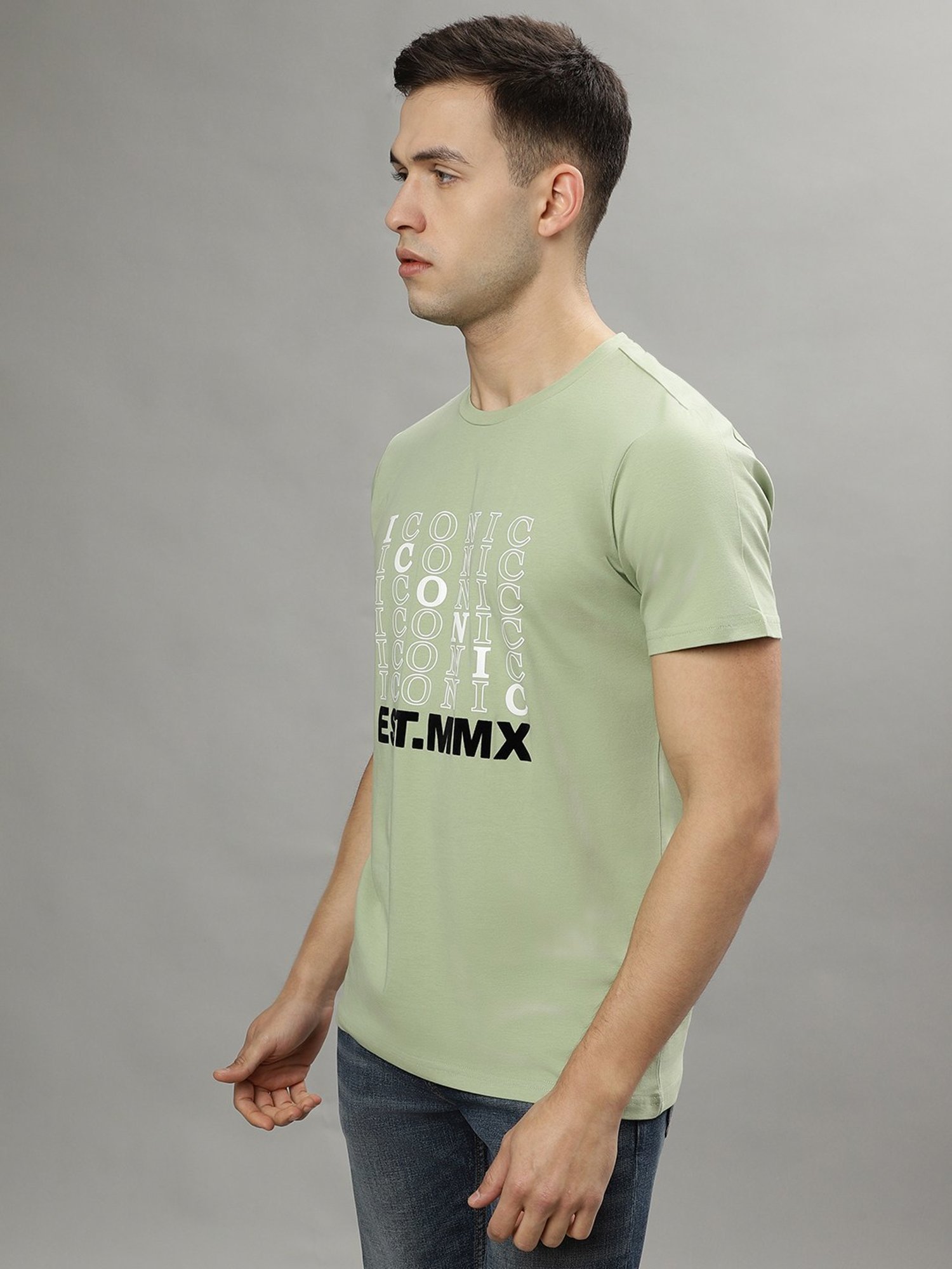 Iconic Men Typography Regular Fit Cotton T-shirt