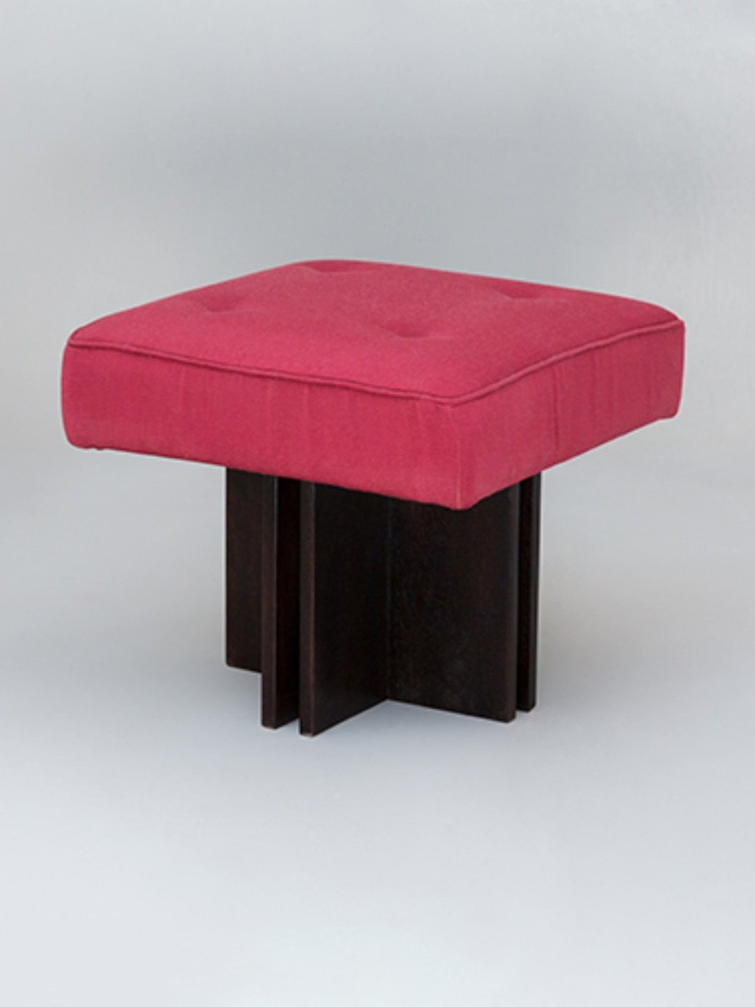 Artisans Rose Flat Tufted Pink Canvas Pouffe
