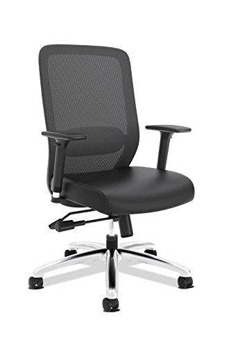 Basyx VL721SB11 High Mesh Back Executive Chair, Softhread Leatherseat, Black