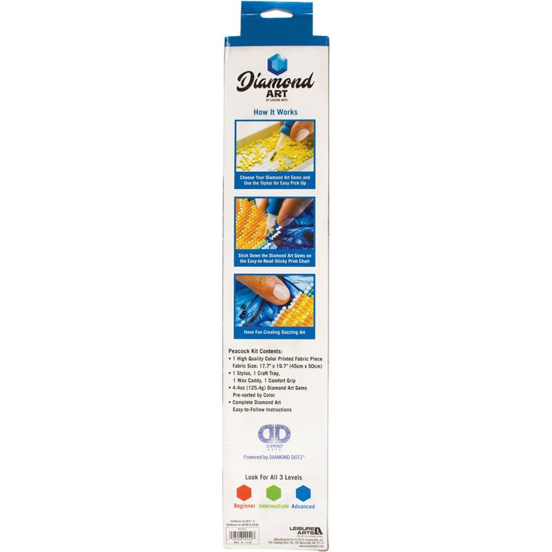 Leisure Arts Diamond Art Advanced Kit 14"X16"-Peacock