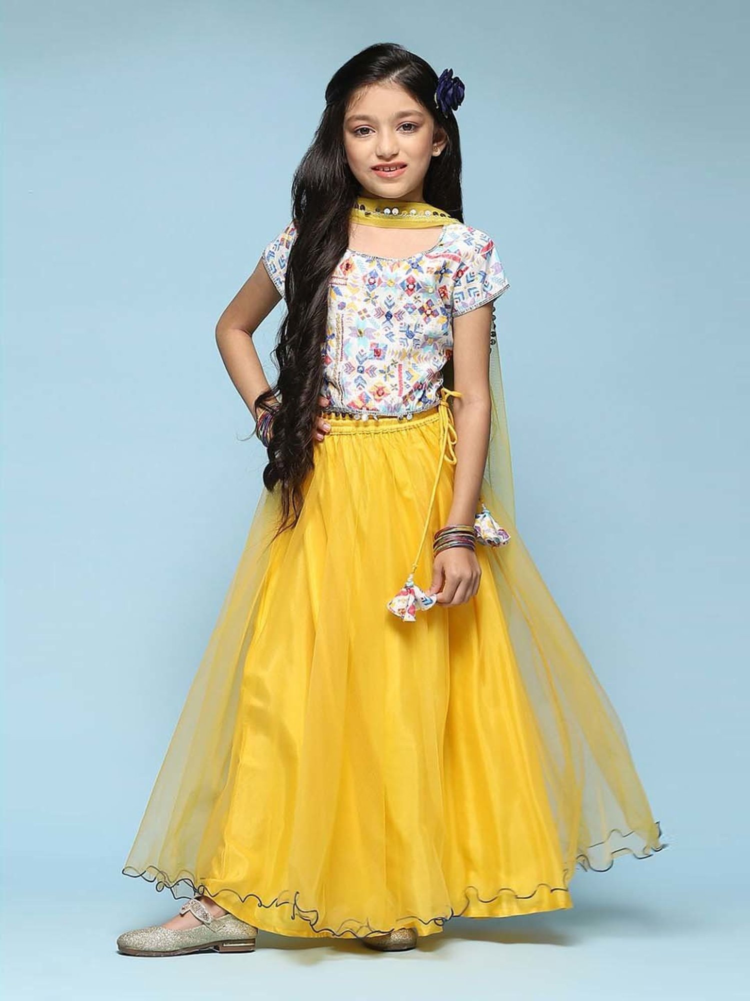 A Little Fable Kids Red & Beige Embellished Lehenga Choli