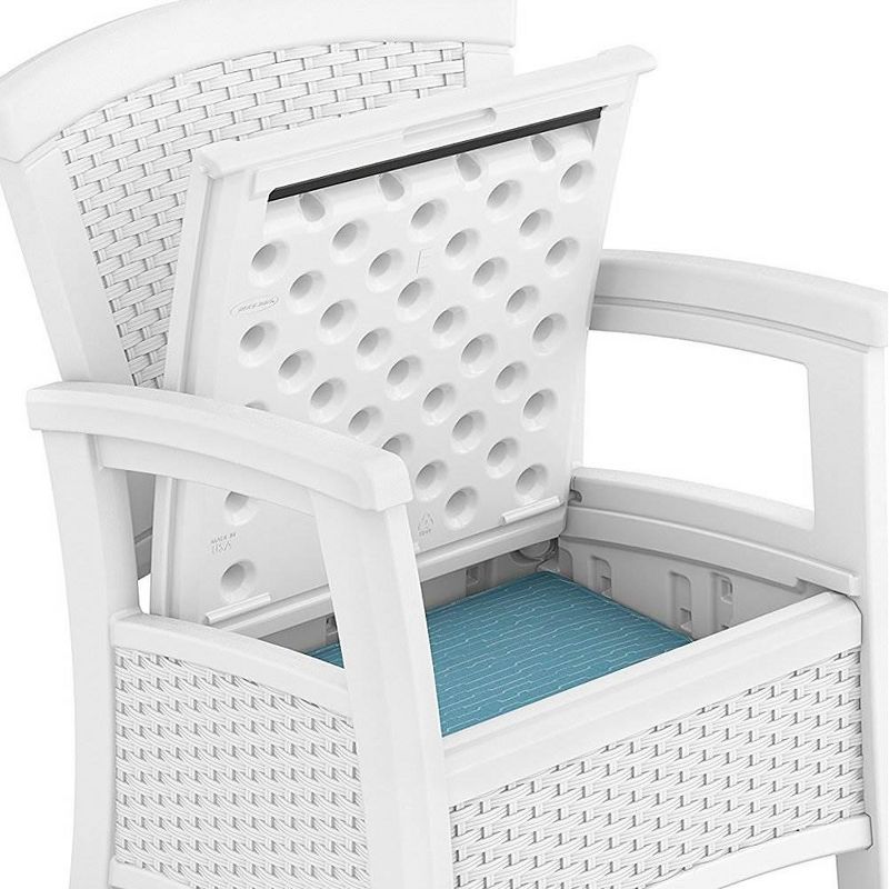 Suncast Elements Resin Wicker Design Club Chair with Storage, White (2 Pack)