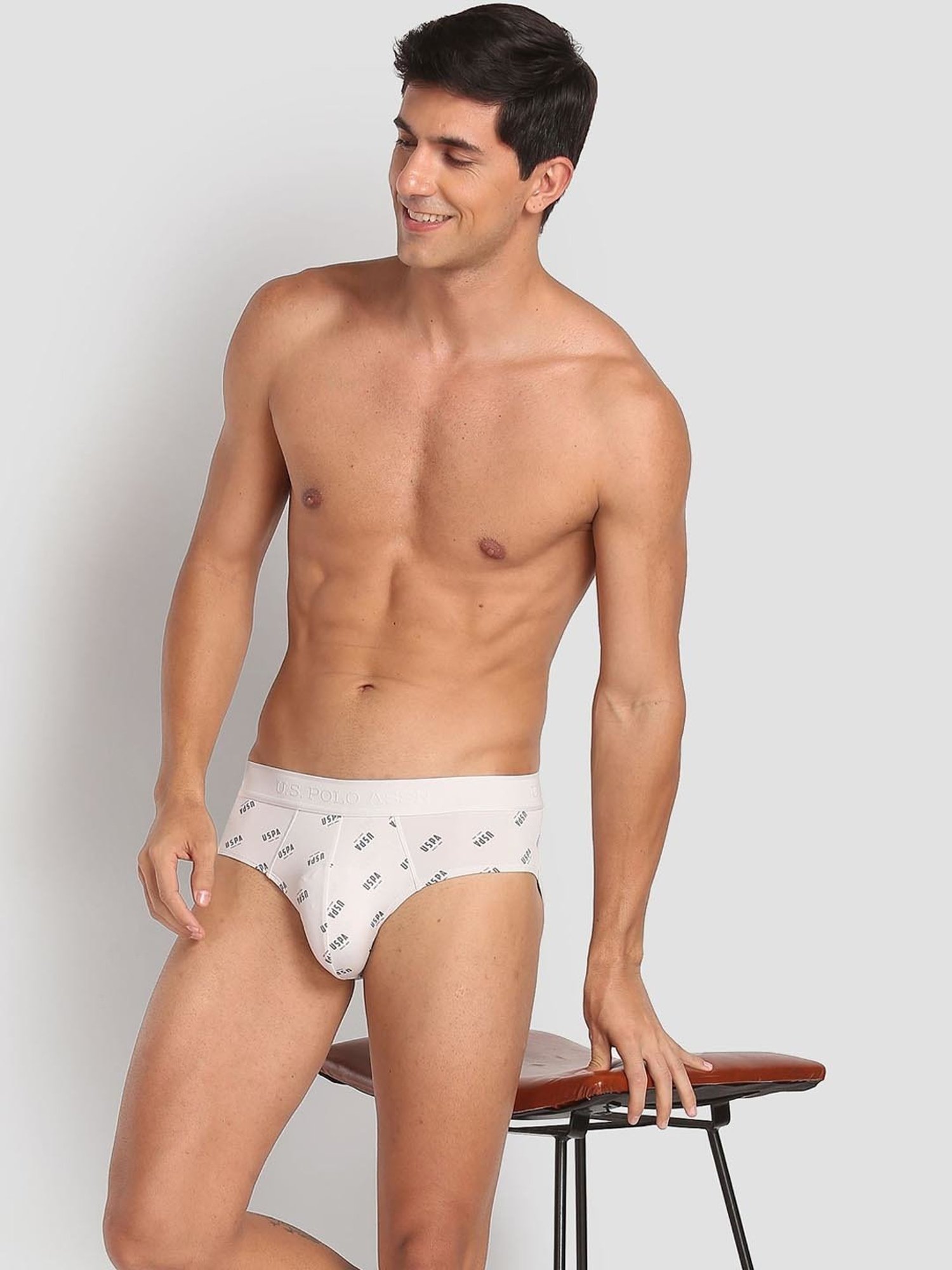 U.S. Polo Assn. White Regular Fit Printed Briefs