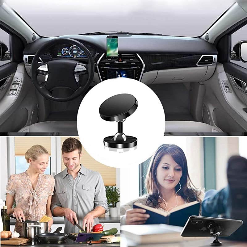Magnetic Phone Car Mount Universal Car Phone Holder for Dashboard 360&deg; Adjustable Cell Phone Cradle Mount Compatible with iPhone Samsung LG GPS Mini Tablet and More 2020 Silver