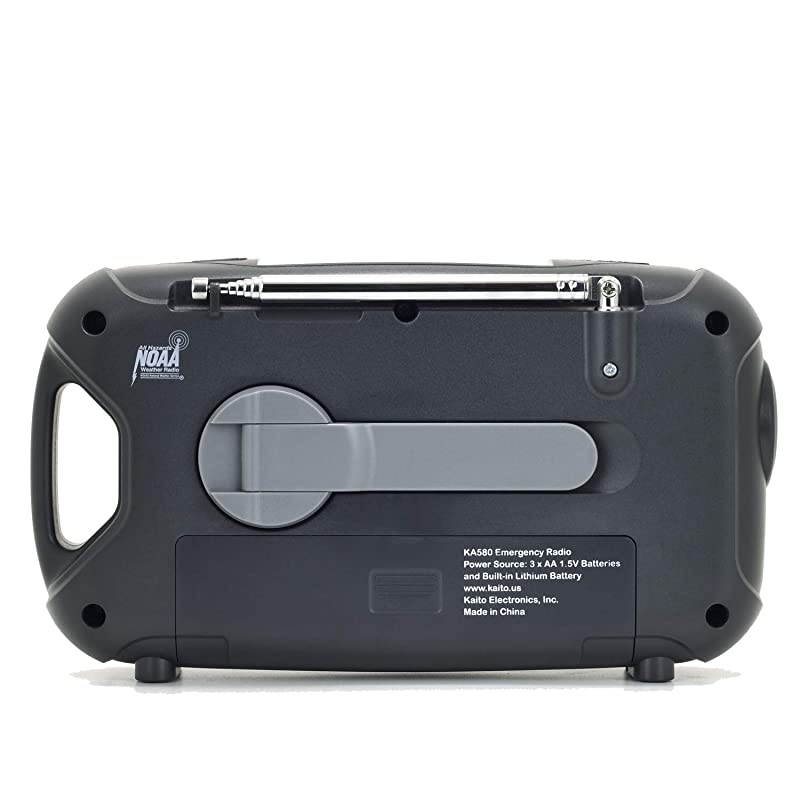 Emergency Radio KA580 Digital Solar Dynamo Crank Wind Up AM/FM & NOAA Weather Radio Receiver with Real-time Alert, MP3 Player & Phone Charger (Black)