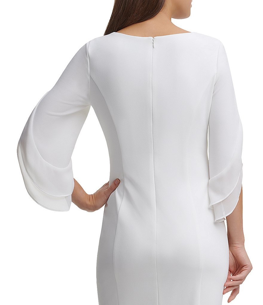 DKNY Tulip Sleeve Stretch Scuba Crepe Shift Dress