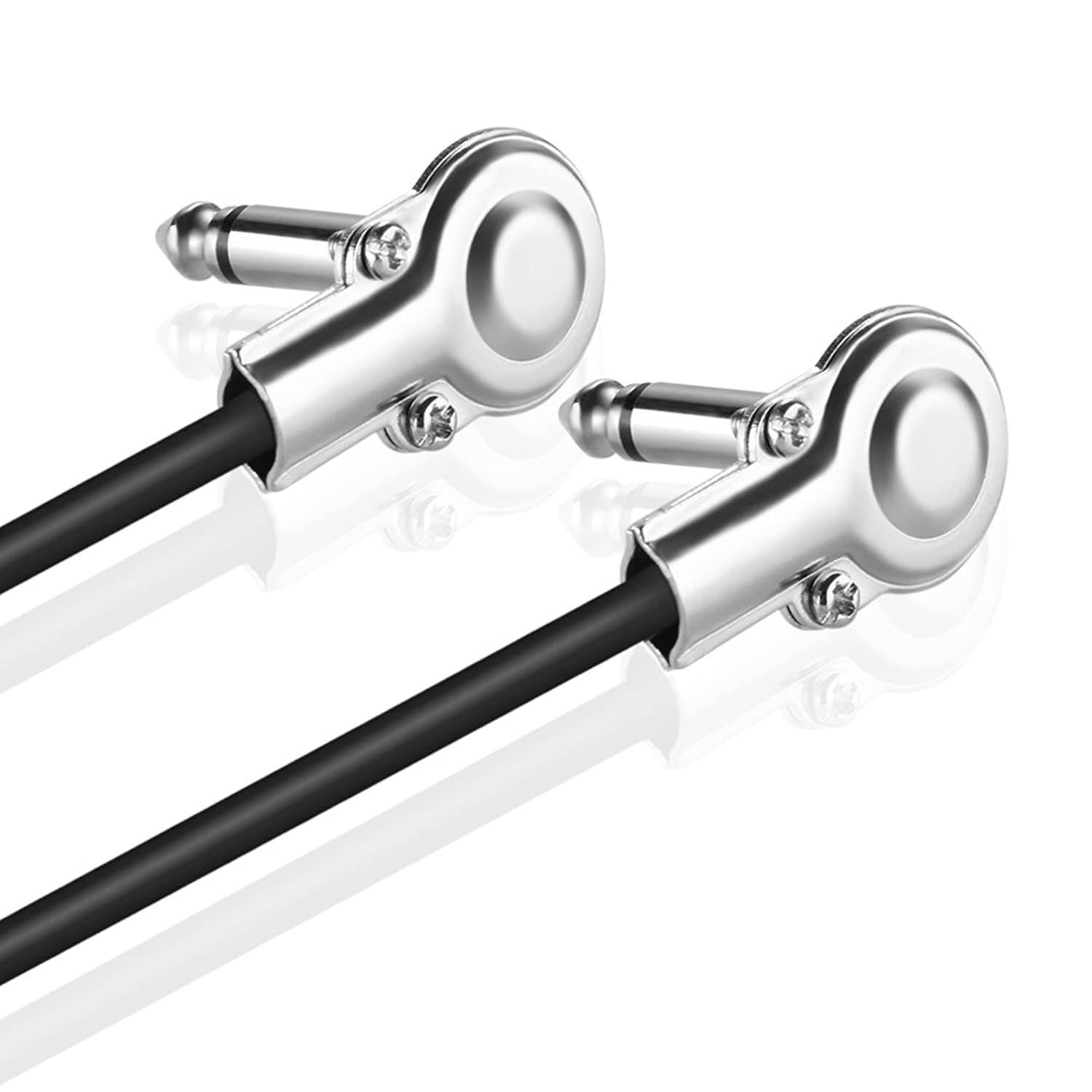 TNP 6.35mm Cable (3FT) - Right Angle Low Profile Male to Male 1/4 Inch TS 6.35mm Phono Jack Plug Wire Cord Connector for Guitar, Electric Bass Guitar, Amplifier, Musical Instrument Line-Level Audio