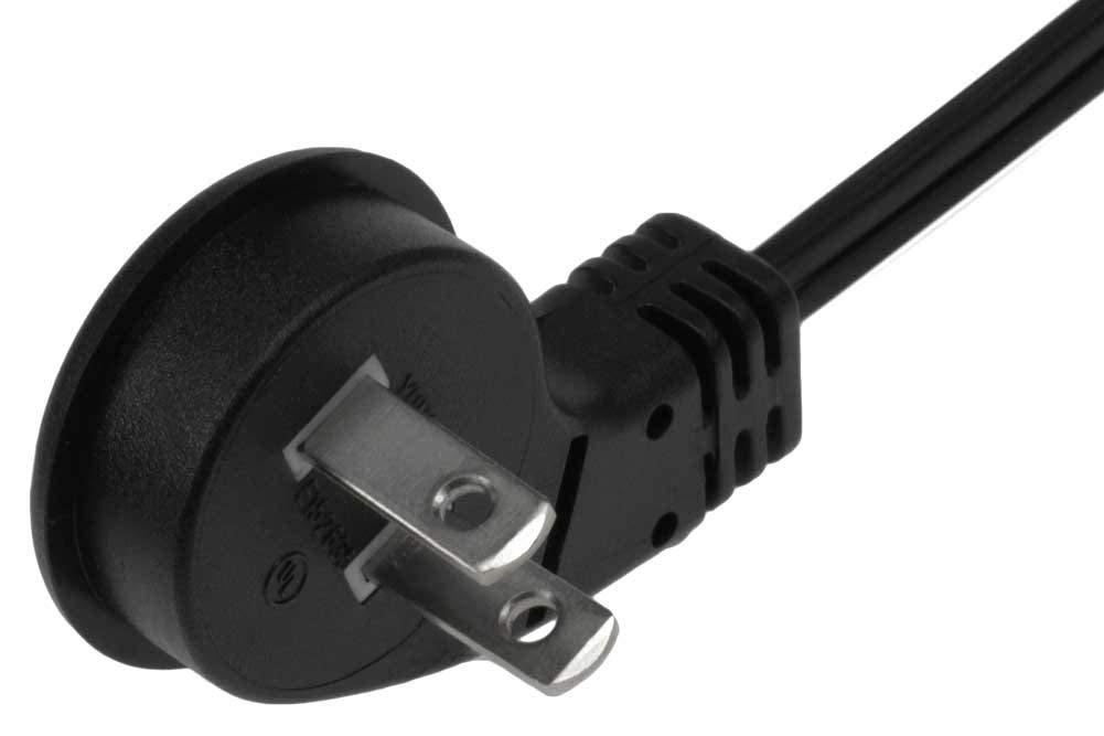 SF Cable 15ft Ultra Low Profile Angle Non-Polarized Power Cord NEMA 1-15P to IEC320 C7 18/2 AWG